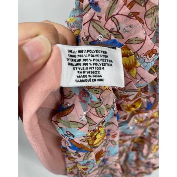 Walter Baker Floral Fitted Smocked Waist Ruffle Pink Primrose Chiffon Dress NEW - Picture 6 of 15